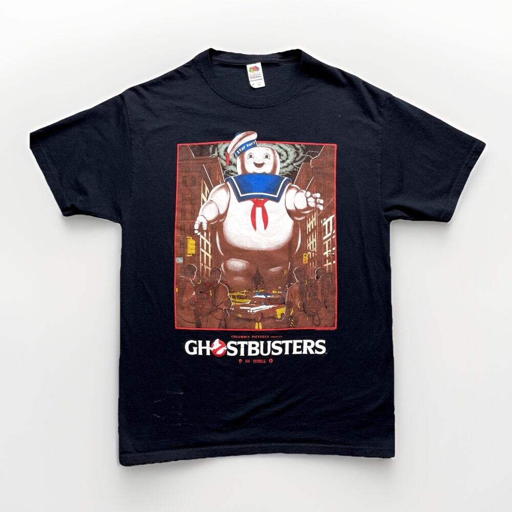 Ghostbusters Movie Promo Shirt Mens Medium Marshmallow Man Black Crew Neck Tee